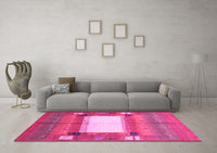 Machine Washable Abstract Pink Contemporary Rug, wshcon504pnk