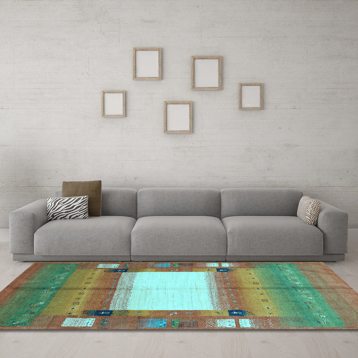 Machine Washable Abstract Light Blue Contemporary Rug in a Living Room, wshcon504lblu