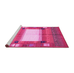 Sideview of Machine Washable Abstract Pink Contemporary Rug, wshcon504pnk