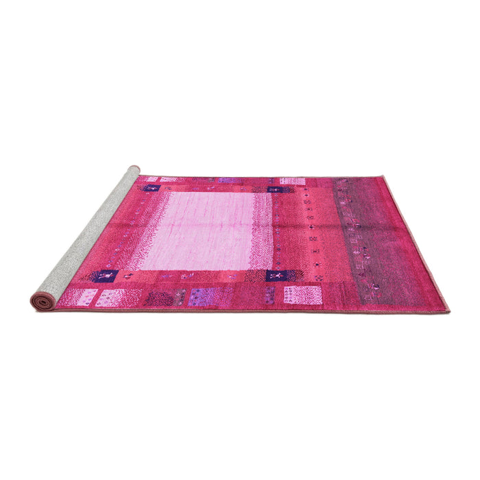Sideview of Machine Washable Abstract Pink Contemporary Rug, wshcon504pnk