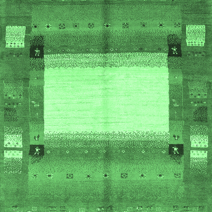 Machine Washable Abstract Emerald Green Contemporary Area Rugs, wshcon504emgrn