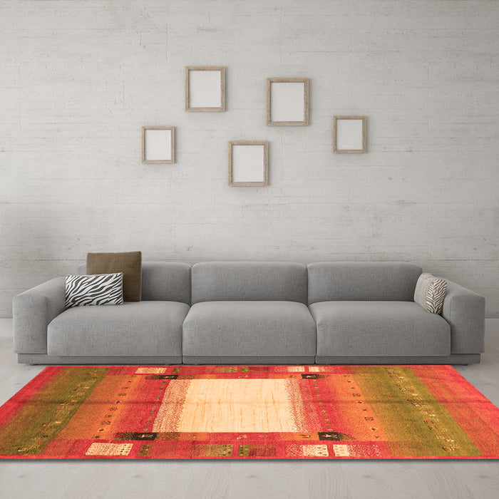 Machine Washable Abstract Orange Contemporary Area Rugs in a Living Room, wshcon504org