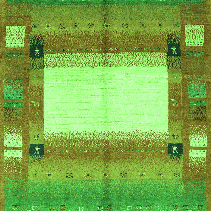 Serging Thickness of Machine Washable Abstract Green Contemporary Area Rugs, wshcon504grn