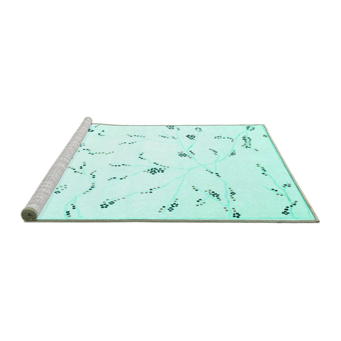 Sideview of Machine Washable Solid Turquoise Modern Area Rugs, wshcon505turq