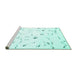 Sideview of Machine Washable Solid Turquoise Modern Area Rugs, wshcon505turq
