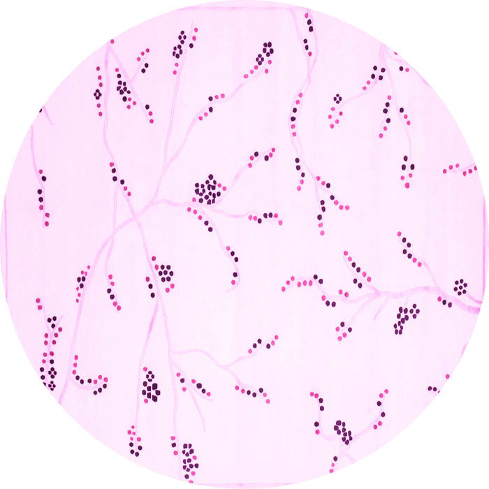 Round Machine Washable Solid Pink Modern Rug, wshcon505pnk