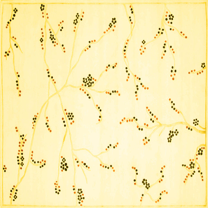 Square Machine Washable Solid Yellow Modern Rug, wshcon505yw