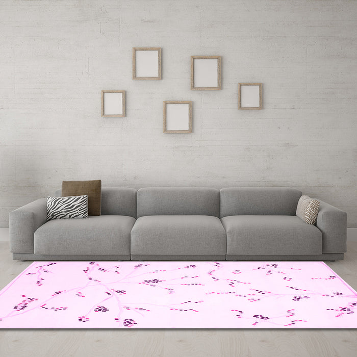 Machine Washable Solid Pink Modern Rug in a Living Room, wshcon505pnk