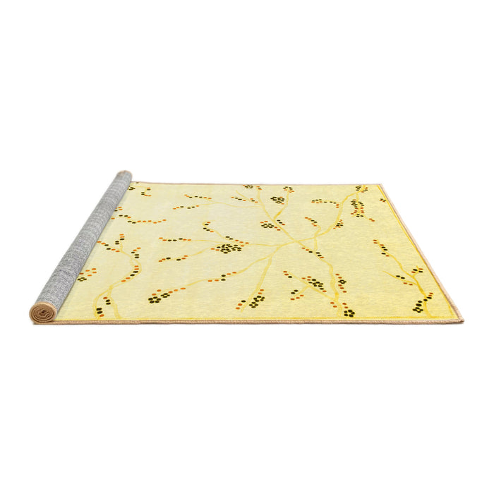 Sideview of Machine Washable Solid Yellow Modern Rug, wshcon505yw