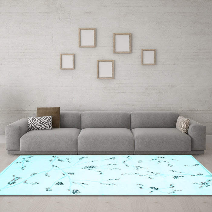 Machine Washable Solid Light Blue Modern Rug in a Living Room, wshcon505lblu