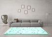 Machine Washable Solid Turquoise Modern Area Rugs in a Living Room,, wshcon505turq