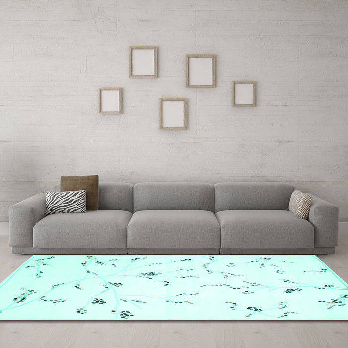 Machine Washable Solid Turquoise Modern Area Rugs in a Living Room,, wshcon505turq