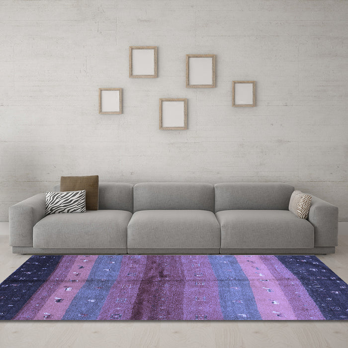 Machine Washable Abstract Blue Contemporary Rug in a Living Room, wshcon506blu