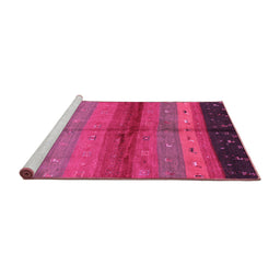 Sideview of Machine Washable Abstract Pink Contemporary Rug, wshcon506pnk