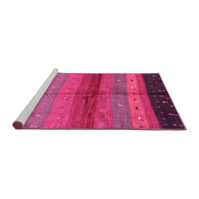 Sideview of Machine Washable Abstract Pink Contemporary Rug, wshcon506pnk