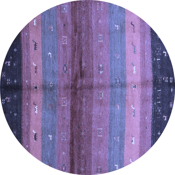 Round Machine Washable Abstract Blue Contemporary Rug, wshcon506blu