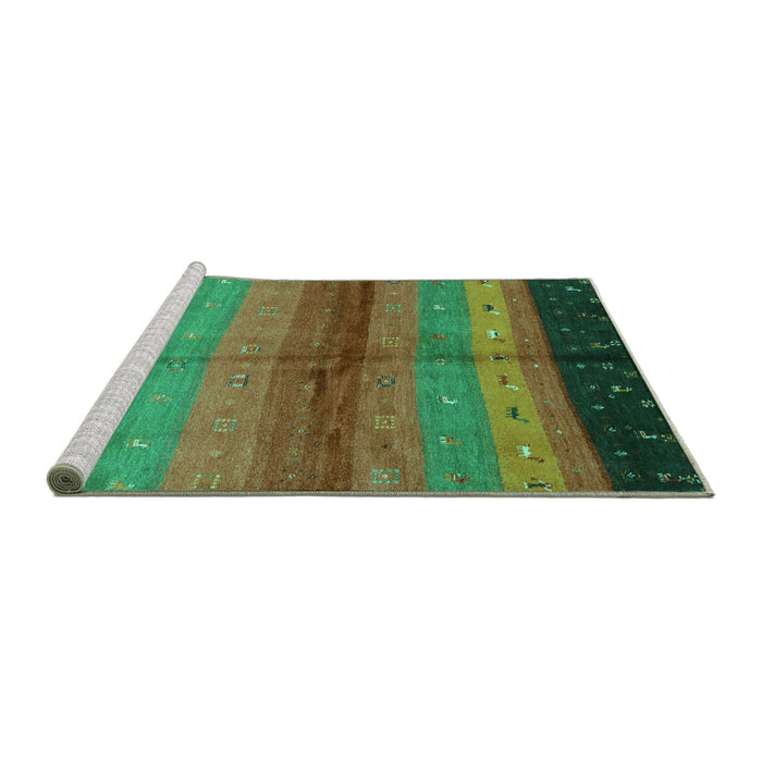 Sideview of Machine Washable Abstract Turquoise Contemporary Area Rugs, wshcon506turq