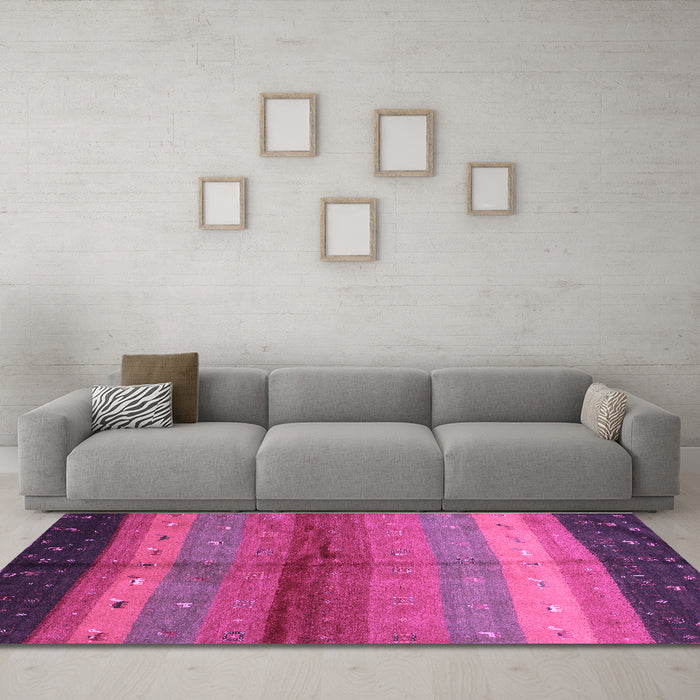 Machine Washable Abstract Purple Contemporary Area Rugs in a Living Room, wshcon506pur