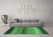 Machine Washable Abstract Emerald Green Contemporary Area Rugs in a Living Room,, wshcon506emgrn