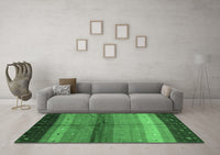 Machine Washable Abstract Emerald Green Contemporary Rug, wshcon506emgrn