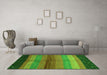 Machine Washable Abstract Green Contemporary Area Rugs in a Living Room,, wshcon506grn