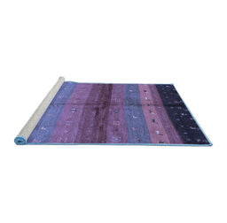 Sideview of Machine Washable Abstract Blue Contemporary Rug, wshcon506blu