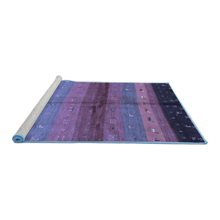 Sideview of Machine Washable Abstract Blue Contemporary Rug, wshcon506blu