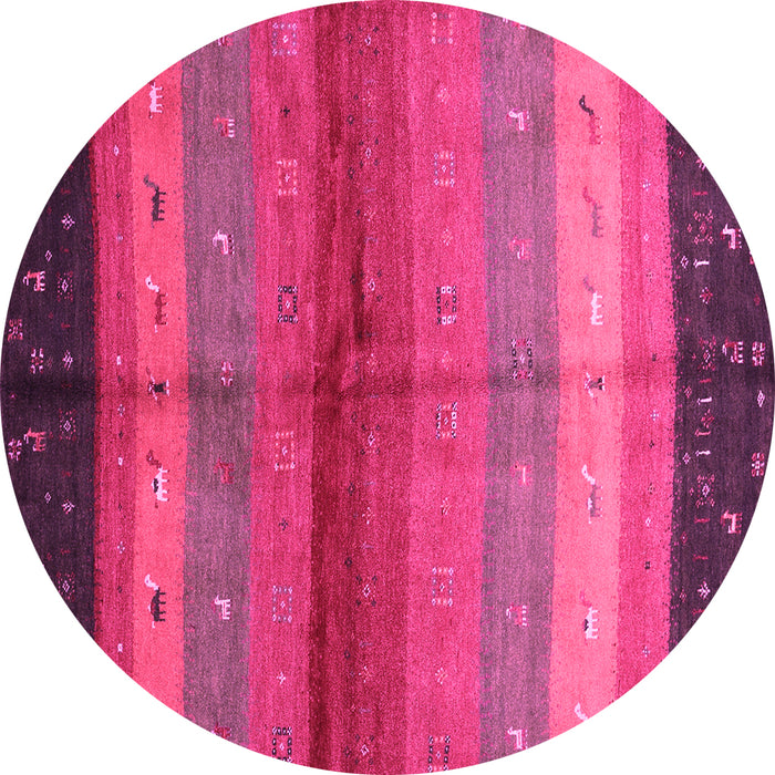 Round Machine Washable Abstract Pink Contemporary Rug, wshcon506pnk