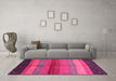 Machine Washable Abstract Pink Contemporary Rug in a Living Room, wshcon506pnk