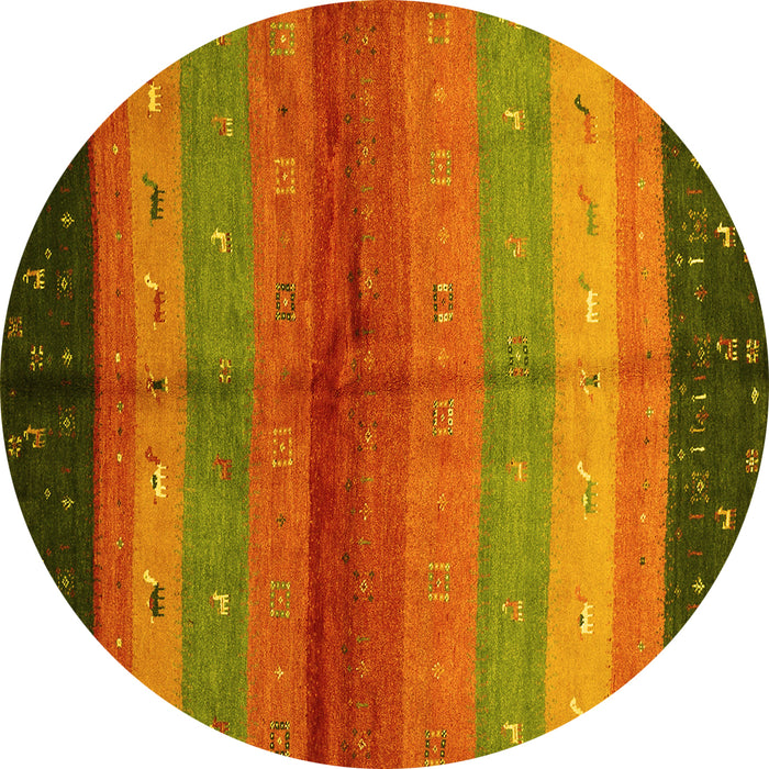 Round Abstract Yellow Contemporary Rug, con506yw