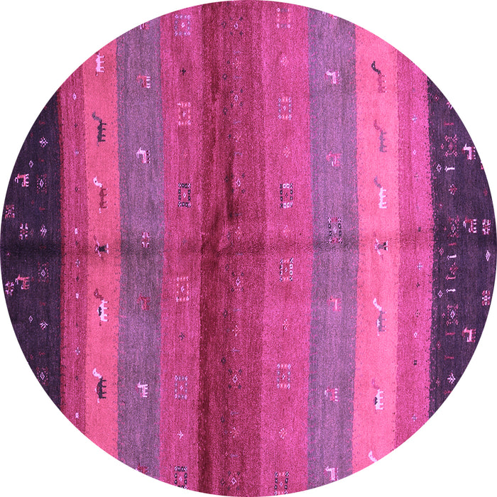 Round Machine Washable Abstract Purple Contemporary Area Rugs, wshcon506pur