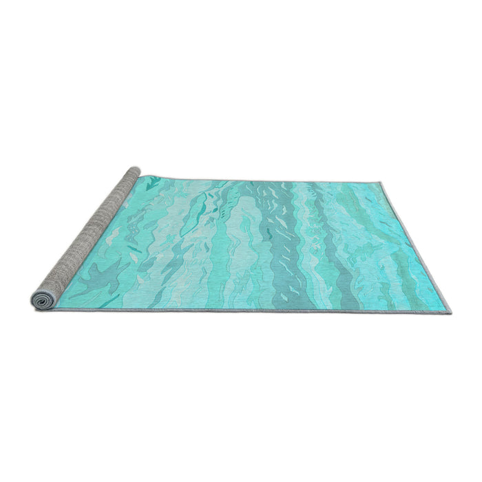 Sideview of Machine Washable Abstract Light Blue Contemporary Rug, wshcon507lblu