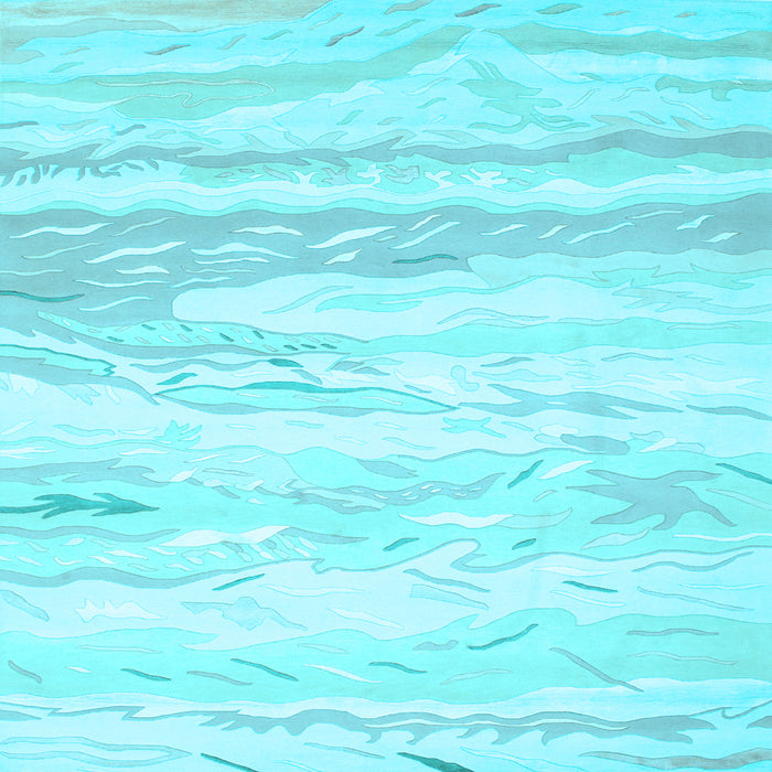 Square Abstract Light Blue Contemporary Rug, con507lblu