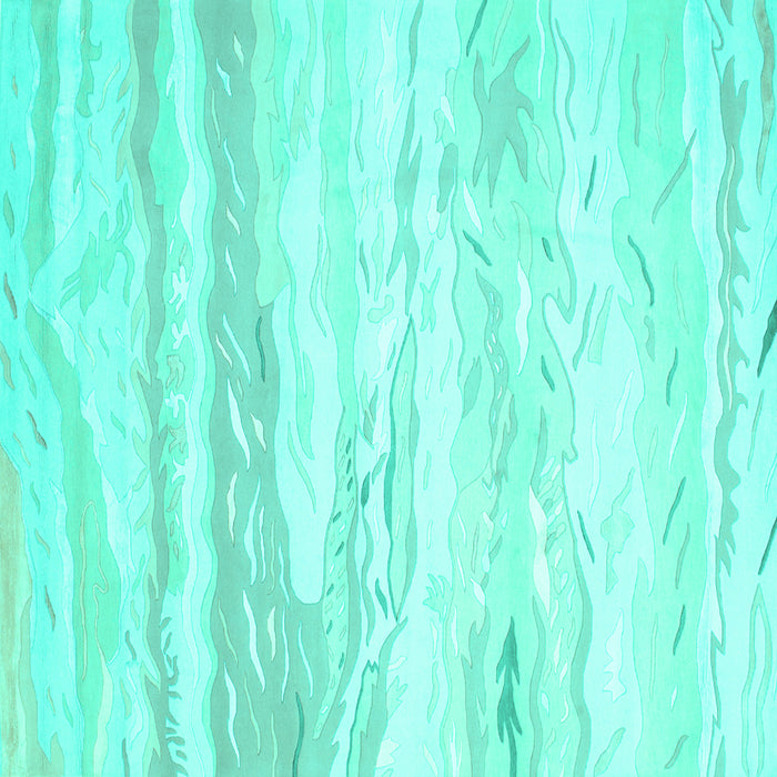 Square Machine Washable Abstract Turquoise Contemporary Area Rugs, wshcon507turq