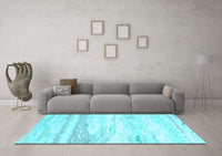 Machine Washable Abstract Light Blue Contemporary Rug, wshcon507lblu