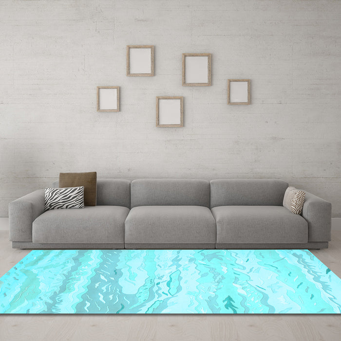 Machine Washable Abstract Light Blue Contemporary Rug in a Living Room, wshcon507lblu