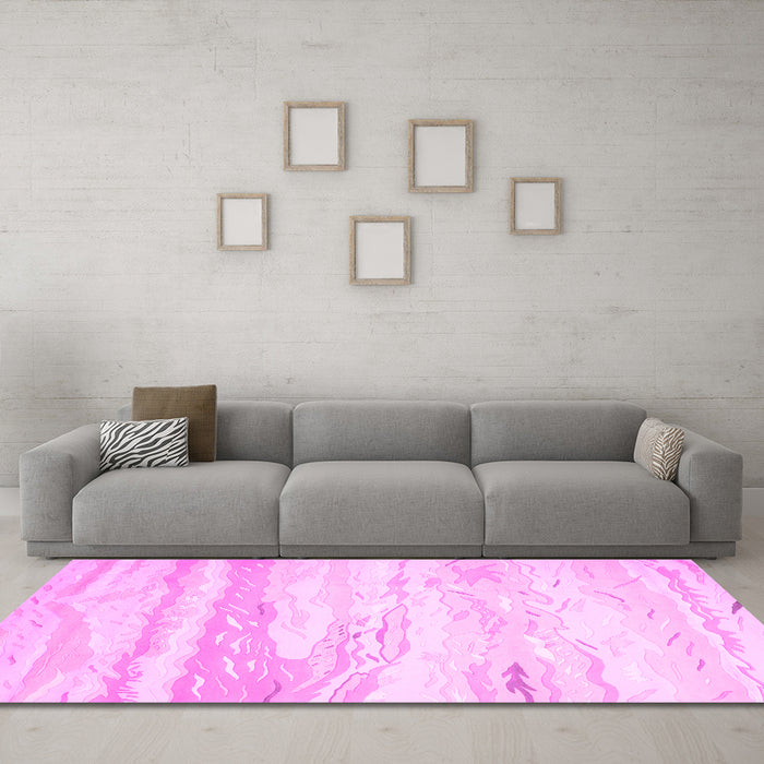 Machine Washable Abstract Pink Contemporary Rug in a Living Room, wshcon507pnk