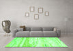 Machine Washable Abstract Green Contemporary Area Rugs in a Living Room,, wshcon507grn