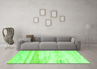 Machine Washable Abstract Green Contemporary Rug, wshcon507grn