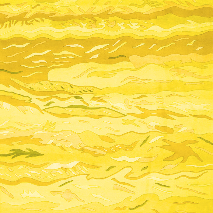 Machine Washable Abstract Yellow Contemporary Rug, wshcon507yw