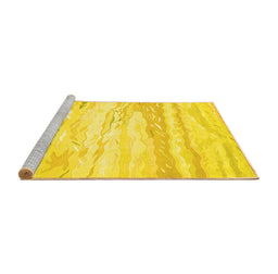 Sideview of Machine Washable Abstract Yellow Contemporary Rug, wshcon507yw