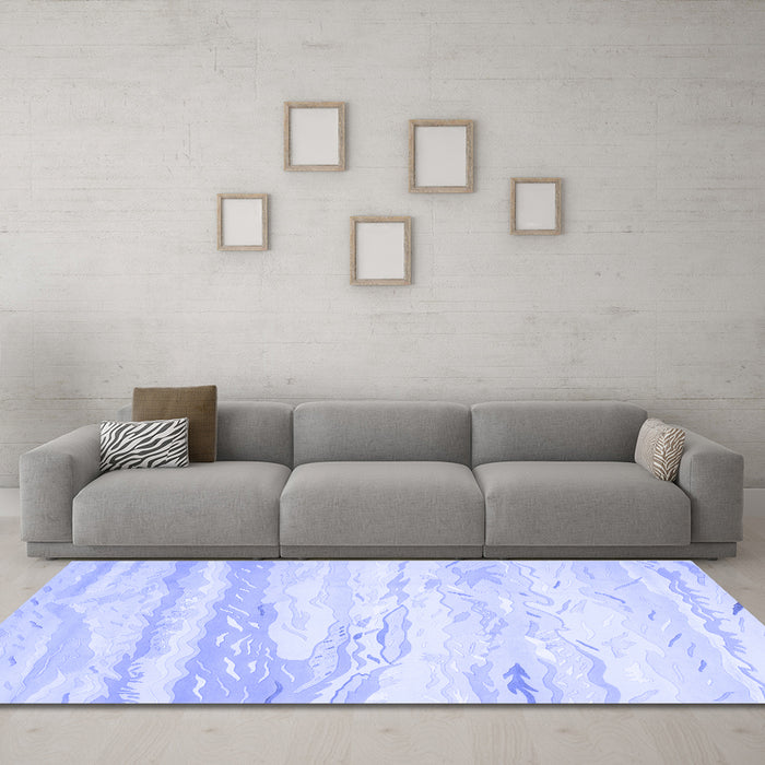 Machine Washable Abstract Blue Contemporary Rug in a Living Room, wshcon507blu