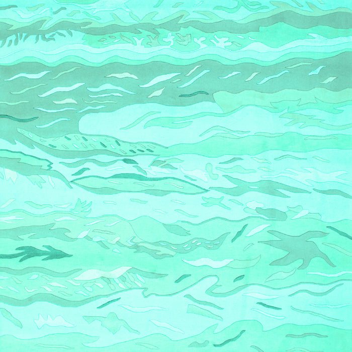 Machine Washable Abstract Turquoise Contemporary Area Rugs, wshcon507turq