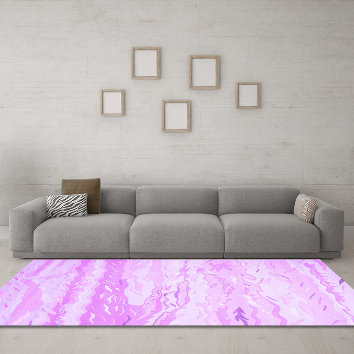 Machine Washable Abstract Purple Contemporary Area Rugs in a Living Room, wshcon507pur