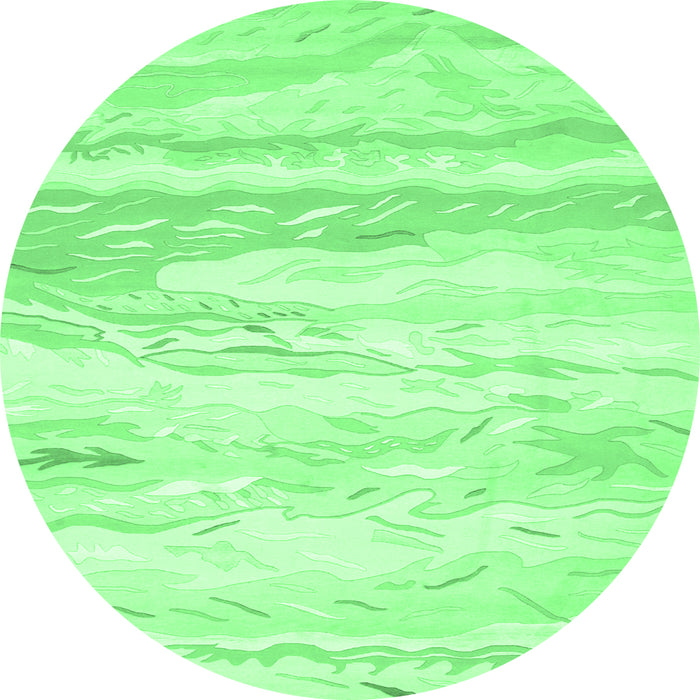 Round Abstract Emerald Green Contemporary Rug, con507emgrn