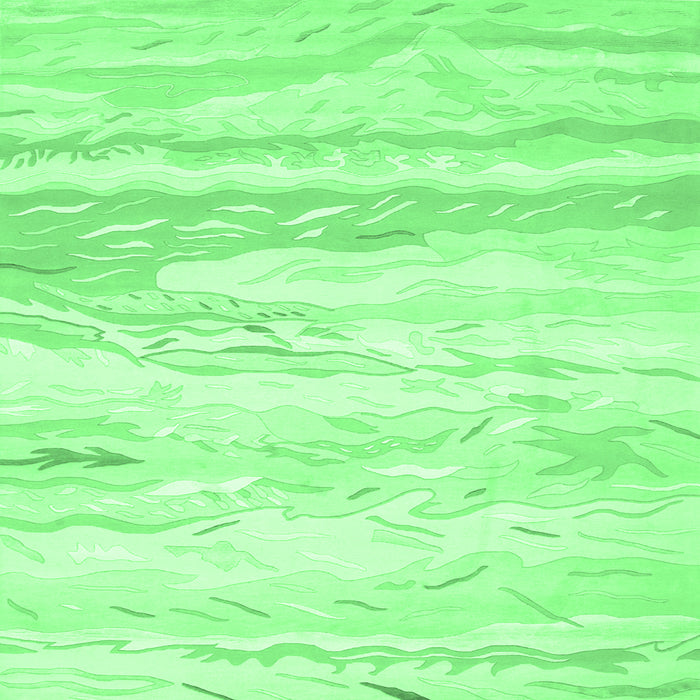 Square Machine Washable Abstract Emerald Green Contemporary Area Rugs, wshcon507emgrn