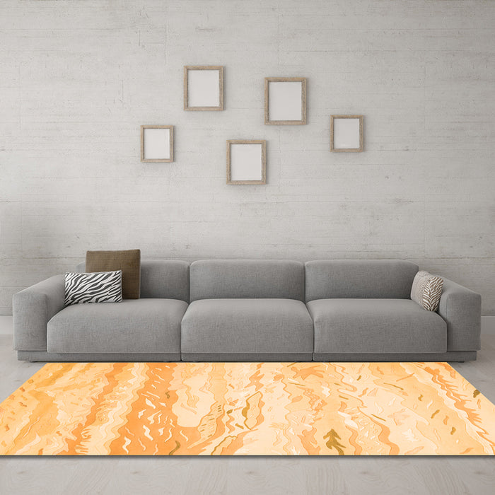 Machine Washable Abstract Orange Contemporary Area Rugs in a Living Room, wshcon507org