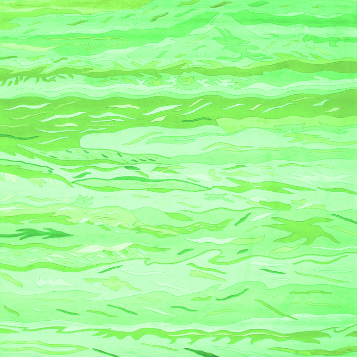 Round Machine Washable Abstract Green Contemporary Area Rugs, wshcon507grn