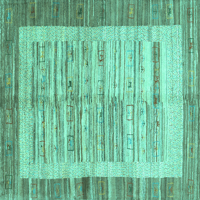 Square Abstract Turquoise Contemporary Rug, con508turq