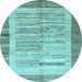 Round Abstract Light Blue Contemporary Rug, con508lblu